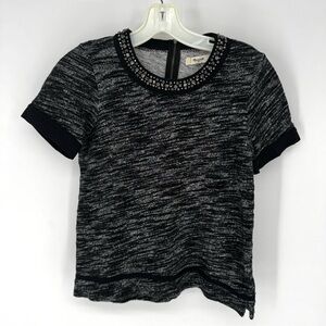Madewell rhinestone Black and Gray Short Sleeve sweater Top
